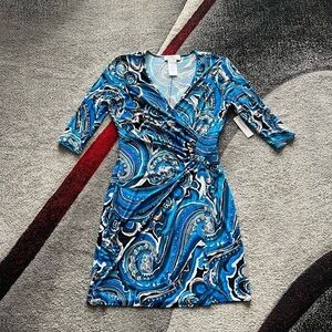 Laundry By Design Poseidon Print Faux Wrap Jersey Dress
